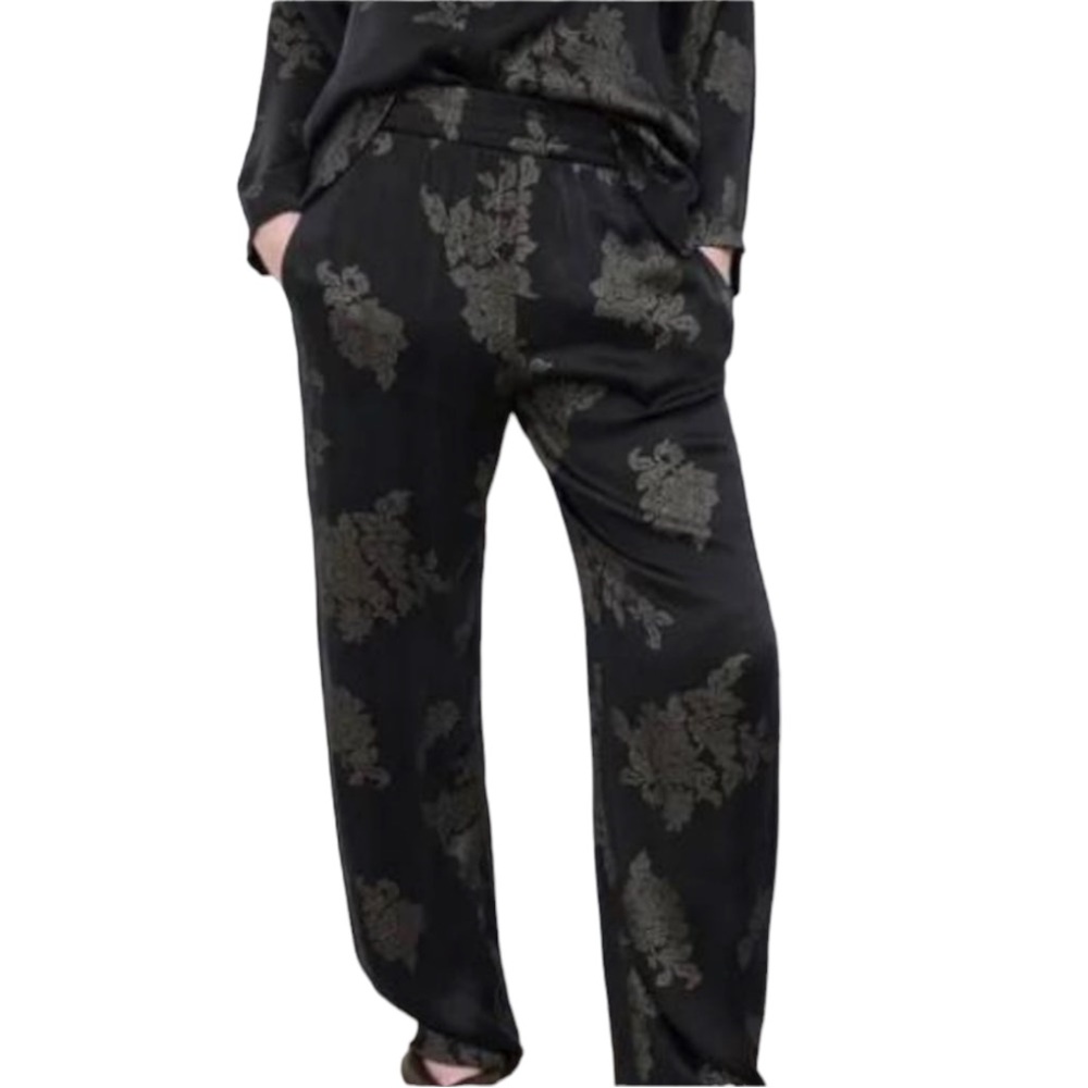 ZARA Black and Gold Flowy Pants